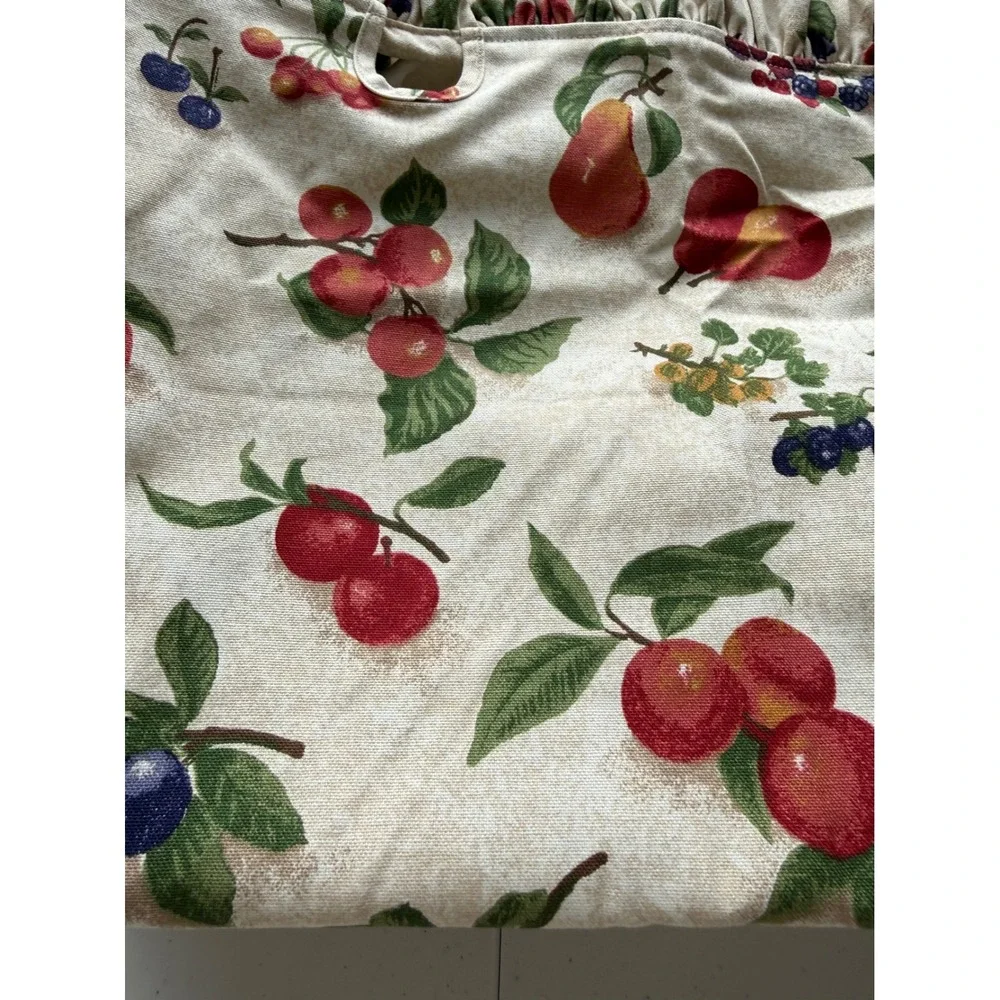 Longaberger Large Gathering Basket Fabric Liner Fruit Medley 16x10x11.5 Ruffled